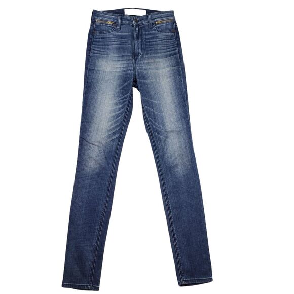 Abercrombie‎ & Fitch High Rise Skinny Jeans 0 25 Womens Faded Whiskering - Picture 1 of 12